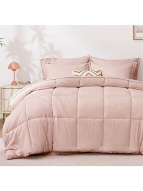 Loves Cabin Blush Pink Twin Comforter Set 5-Piece All Season Bedding Includes Sh